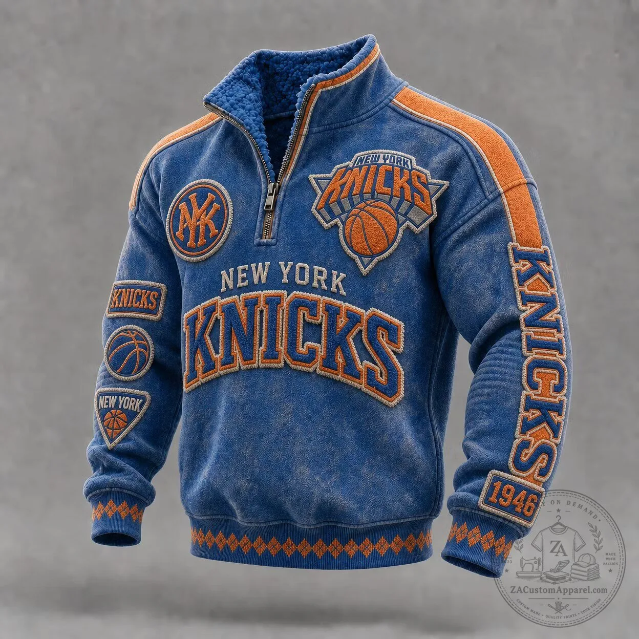 New York Knicks Sherpa Lined Half-Zip Pullover Sweatshirt for Men 1 New York Knicks Sherpa Lined Half-Zip Pullover Sweatshirt for Men