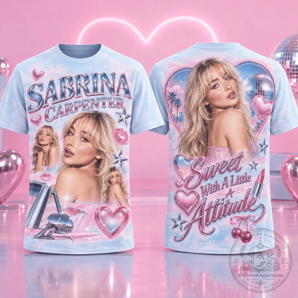 Sabrina Carpenter Sweet With A Little Attitude Y2K Graphic T-Shirt Sabrina Carpenter Sweet With A Little Attitude Y2K Graphic T-Shirt