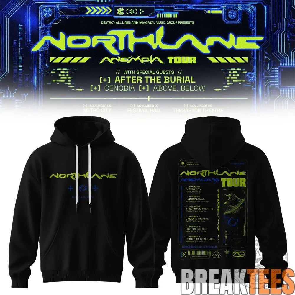 Northlane The Anemoia Tour 2026 Concert Dates Black Hoodie 2 Northlane The Anemoia Tour 2026 Concert Dates Black Hoodie