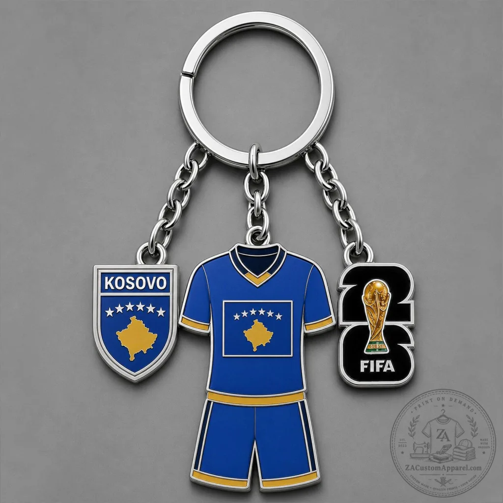 Kosovo National Football Team World Cup 2026 Soccer Jersey Keychain Kosovo National Football Team World Cup 2026 Soccer Jersey Keychain