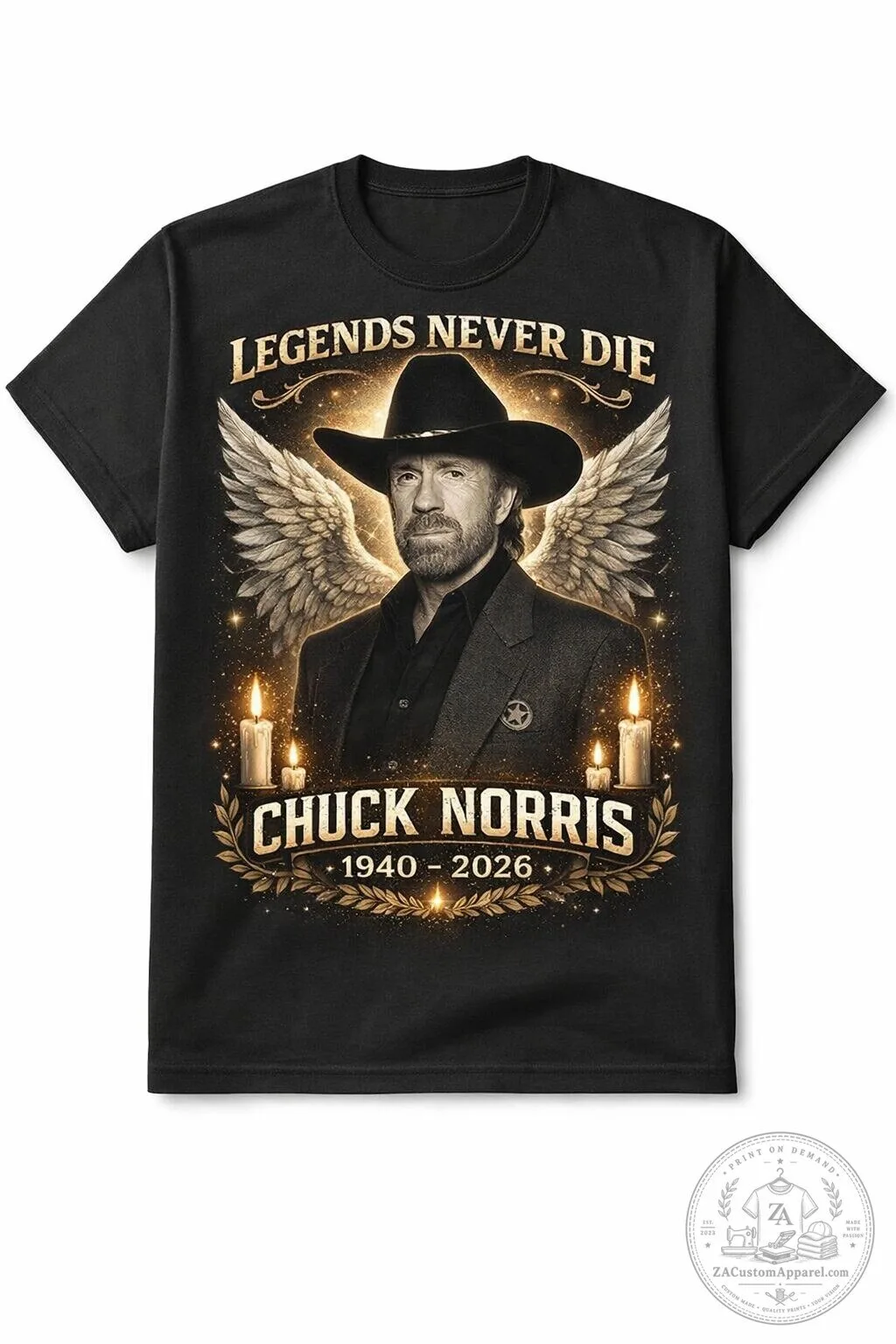 Chuck Norris Legends Never Die Memorial Graphic T-Shirt 1 Chuck Norris Legends Never Die Memorial Graphic T-Shirt