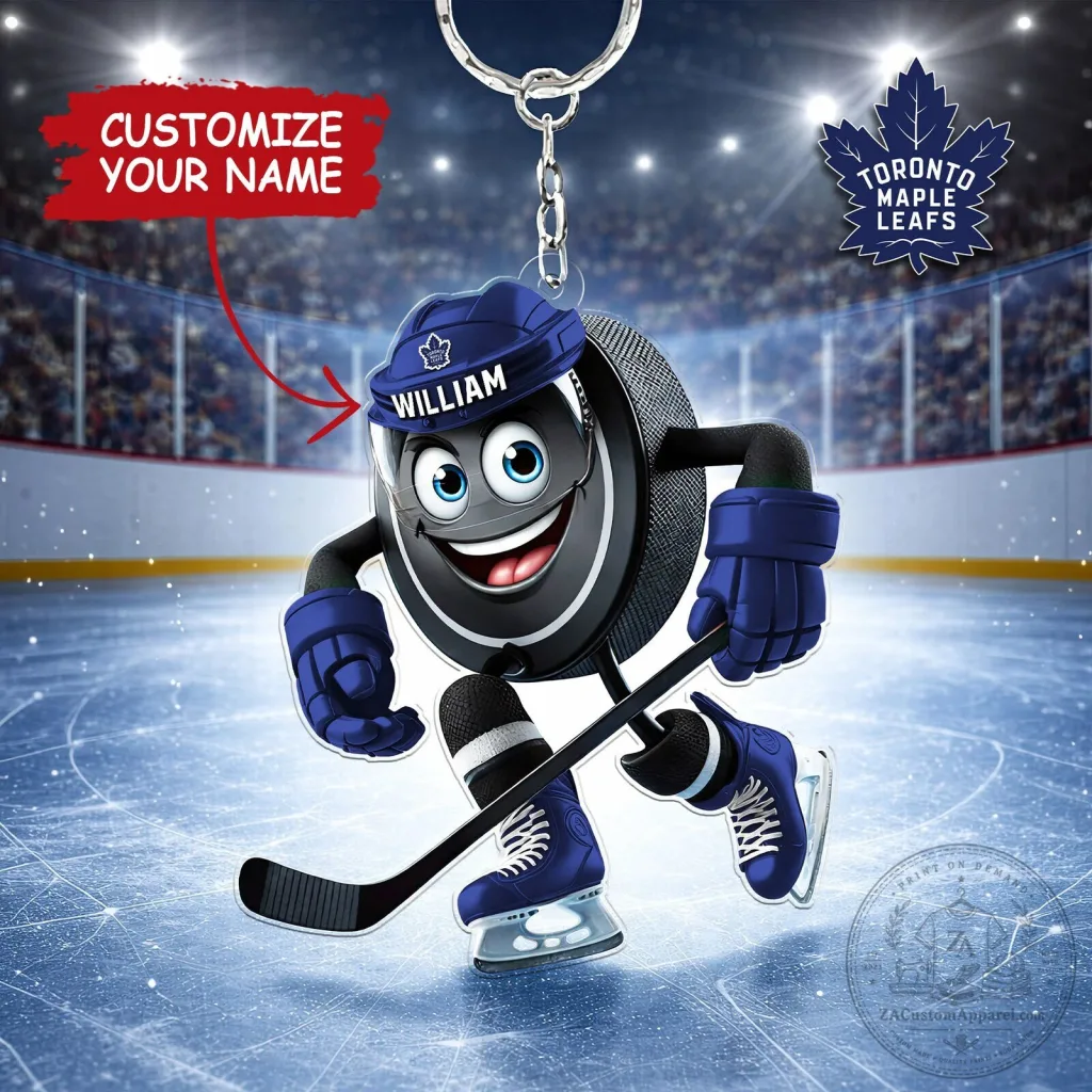 Toronto Maple Leafs Personalized Hockey Puck Mascot Keychain Toronto Maple Leafs Personalized Hockey Puck Mascot Keychain