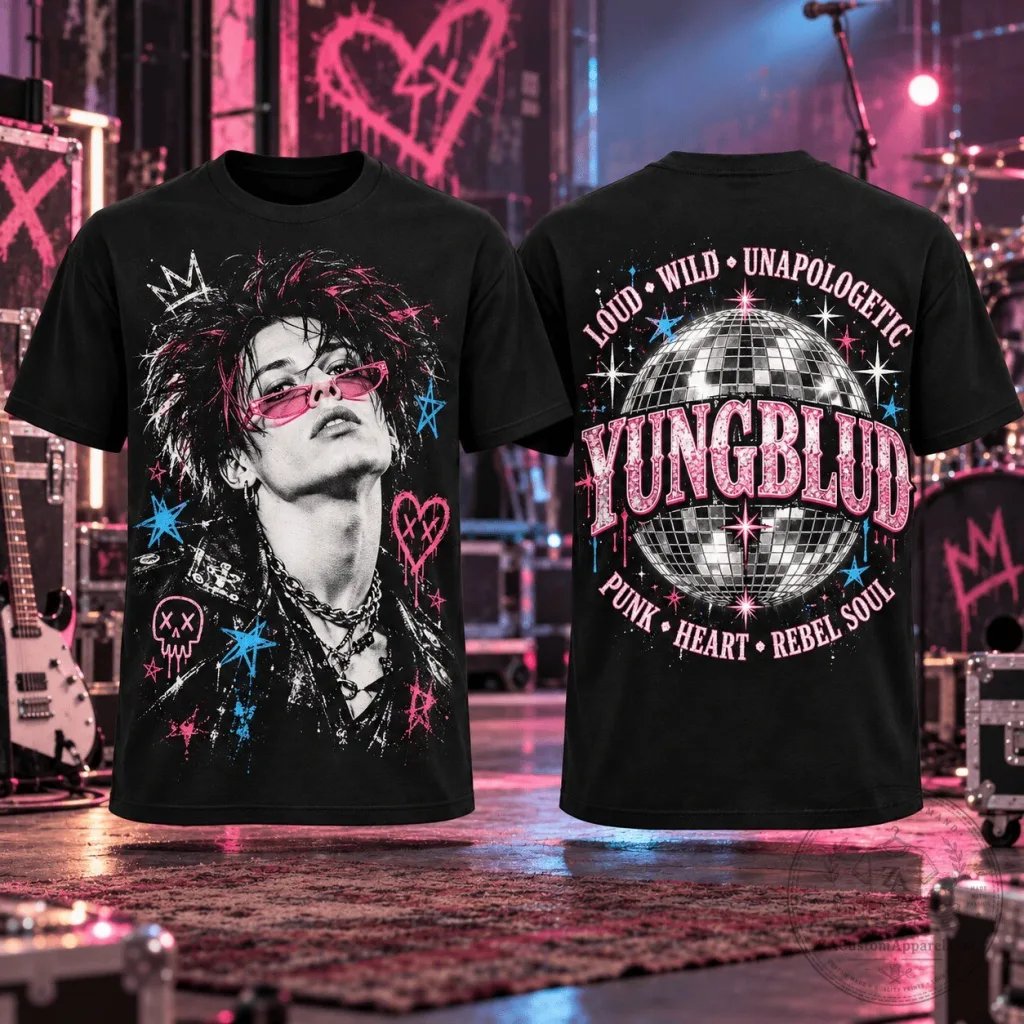 Yungblud Pink Hearts Disco Ball Loud Wild Unapologetic Punk Rebel Soul T-Shirt Yungblud Pink Hearts Disco Ball Loud Wild Unapologetic Punk Rebel Soul T-Shirt