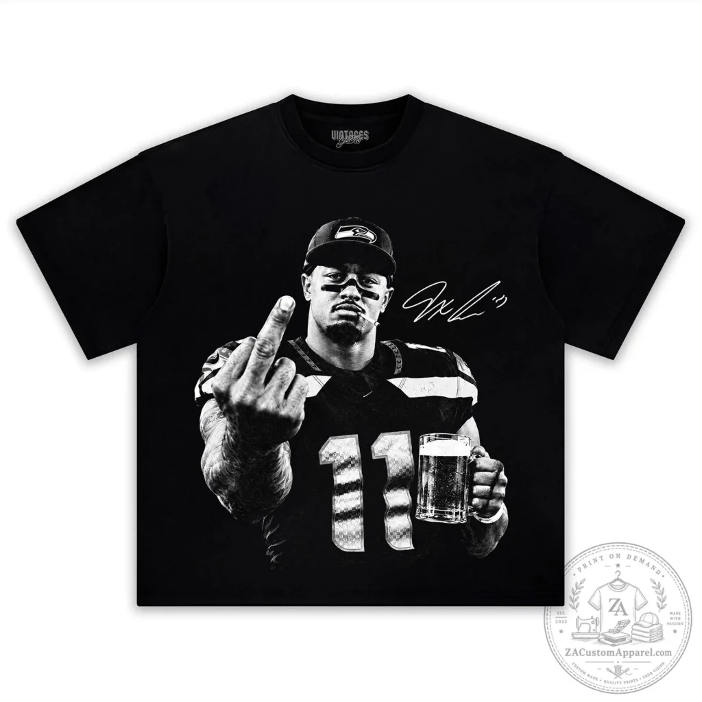 Black T-Shirt featuring Football Player Jaxon Smith-Njigba with Middle Finger Design Black T-Shirt featuring Football Player Jaxon Smith-Njigba with Middle Finger Design