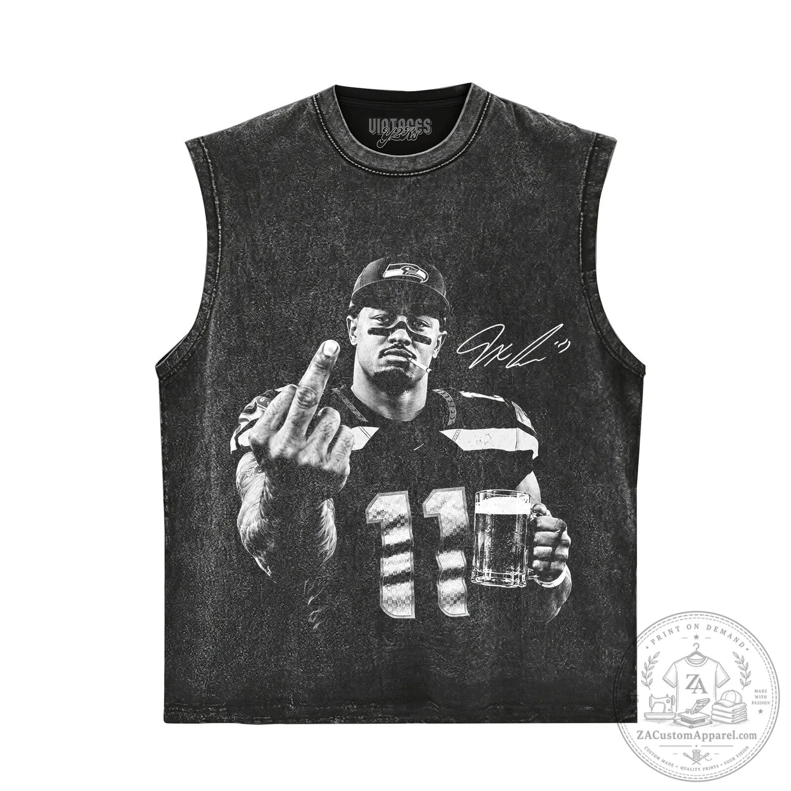 Black T-Shirt featuring Football Player Jaxon Smith-Njigba with Middle Finger Design 9 Black T-Shirt featuring Football Player Jaxon Smith-Njigba with Middle Finger Design
