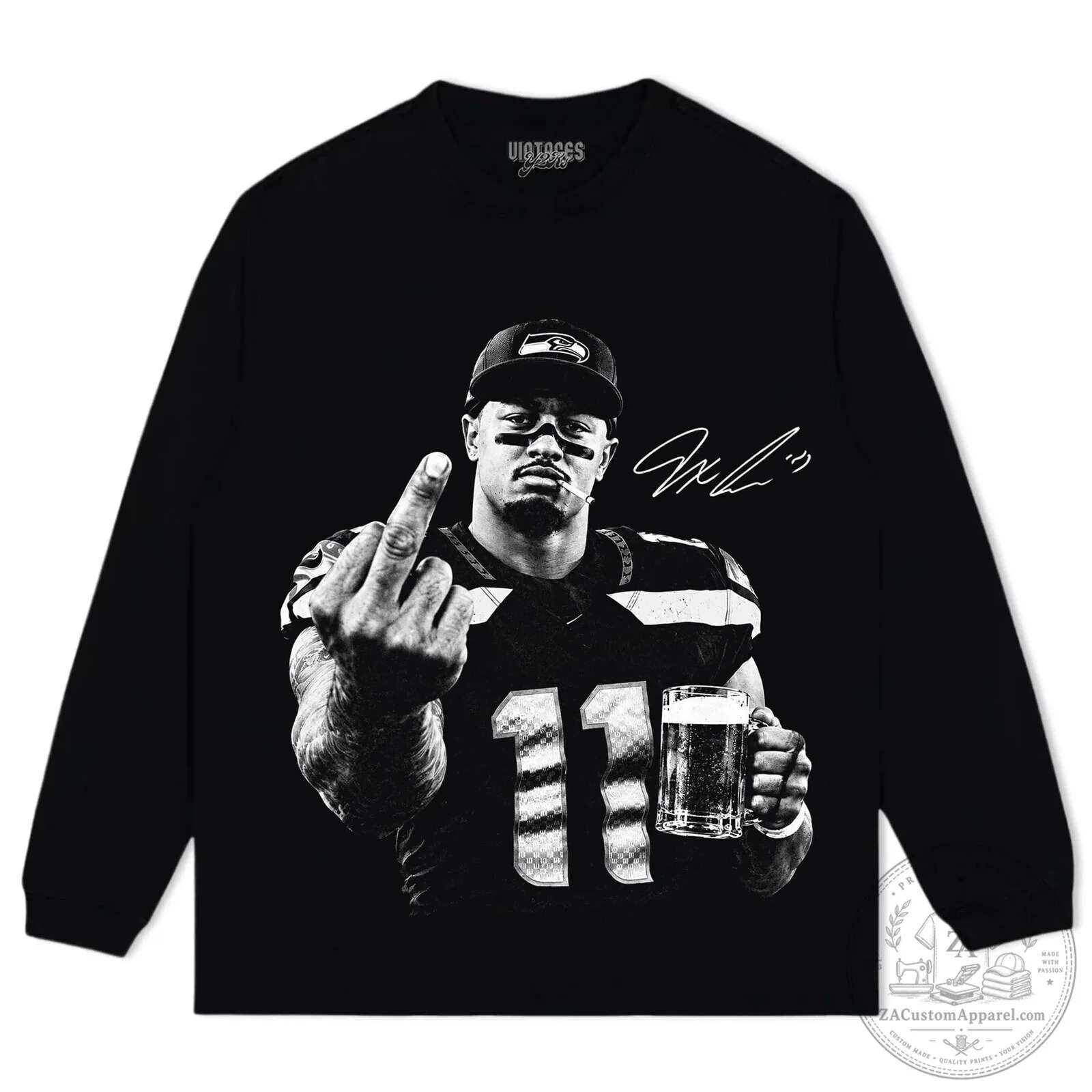 Black T-Shirt featuring Football Player Jaxon Smith-Njigba with Middle Finger Design 11 Black T-Shirt featuring Football Player Jaxon Smith-Njigba with Middle Finger Design