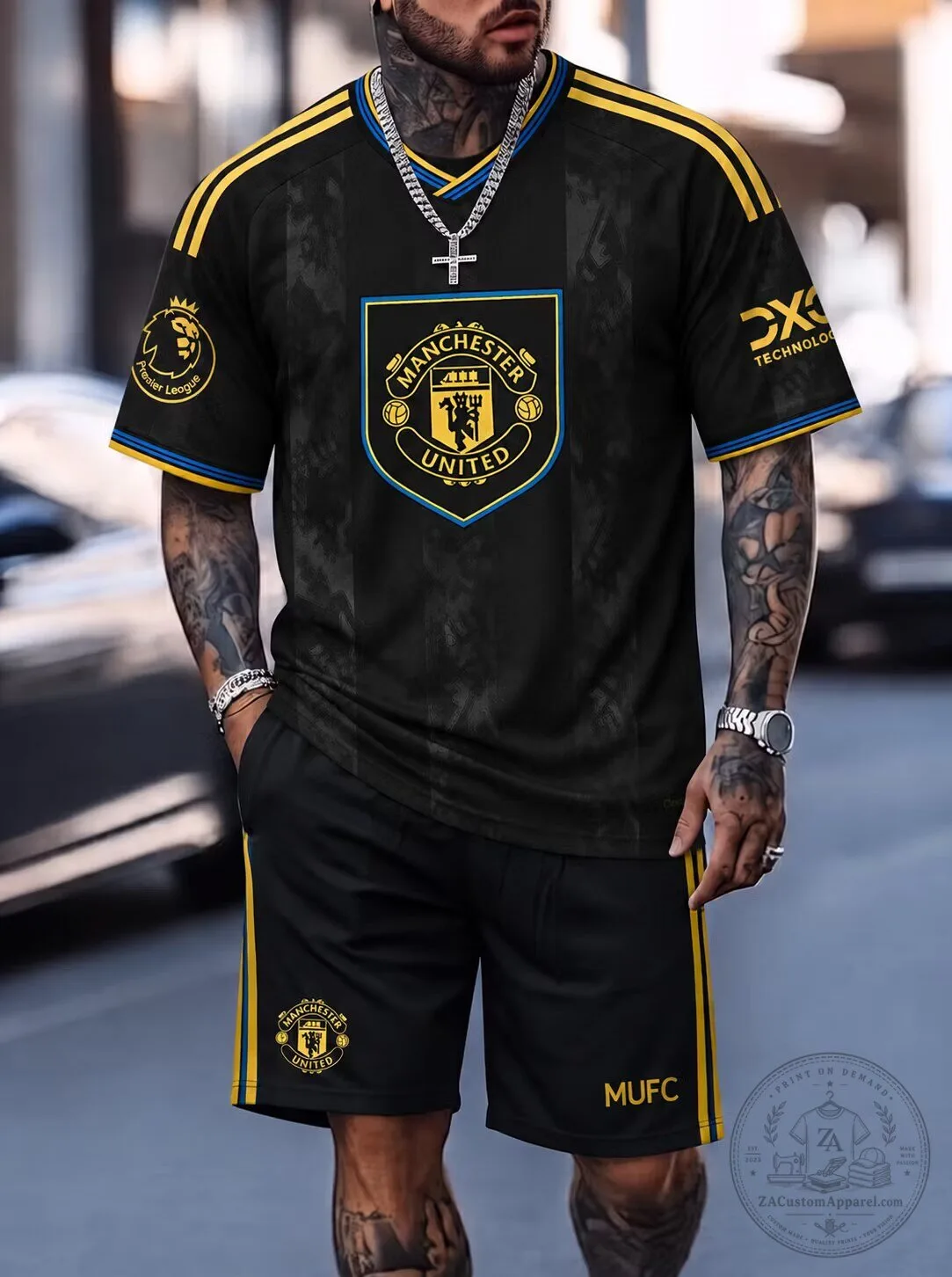Manchester United Football Club Black and Gold Striped Soccer Jersey 1 Manchester United Football Club Black and Gold Striped Soccer Jersey