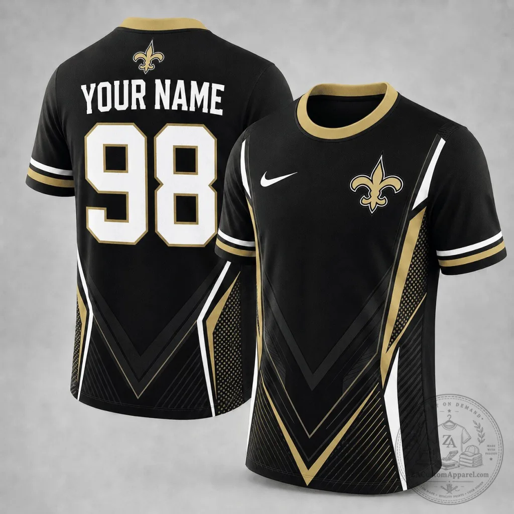 New Orleans Saints Personalized Black Gold Football Fan Jersey New Orleans Saints Personalized Black Gold Football Fan Jersey