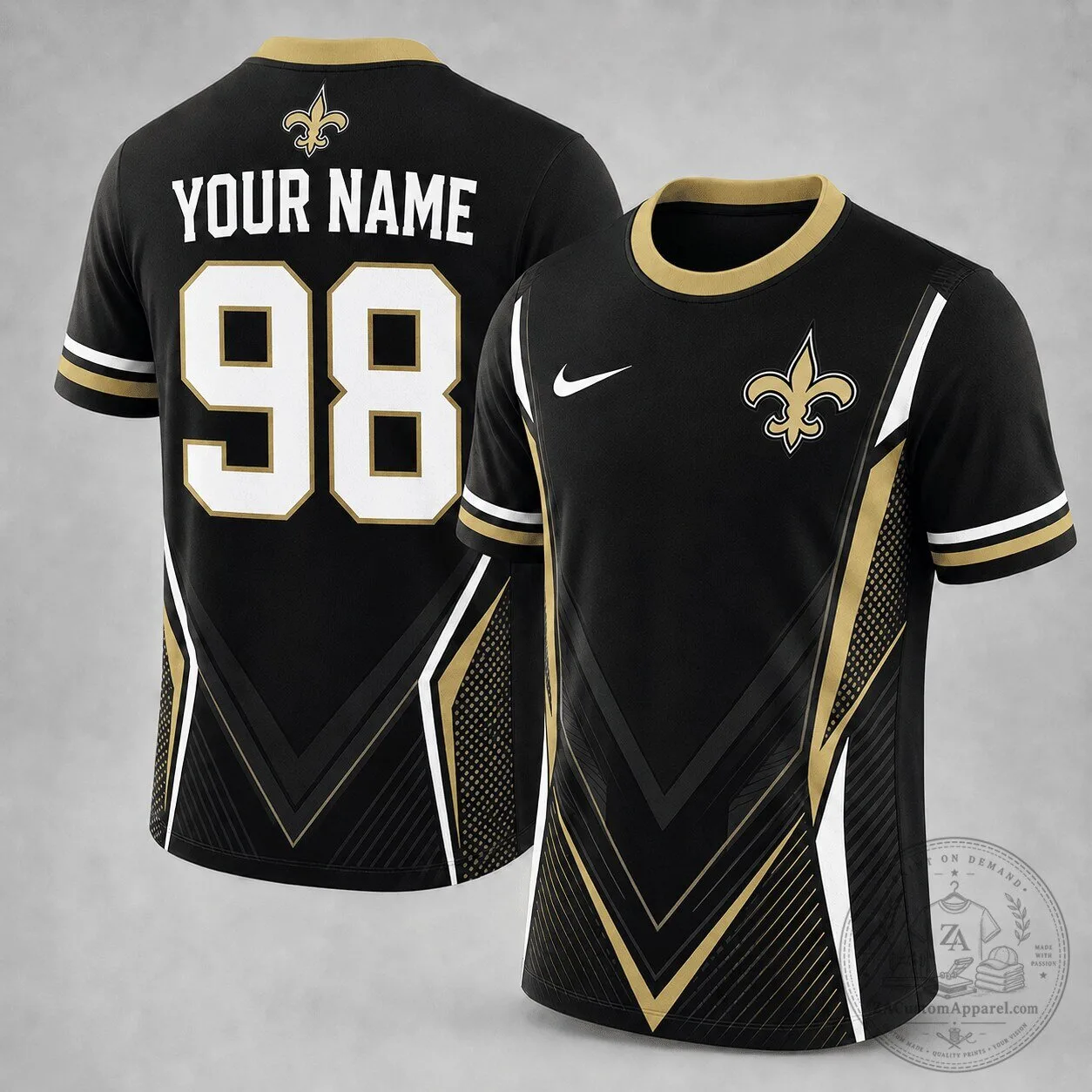 New Orleans Saints Personalized Black Gold Football Fan Jersey 1 New Orleans Saints Personalized Black Gold Football Fan Jersey