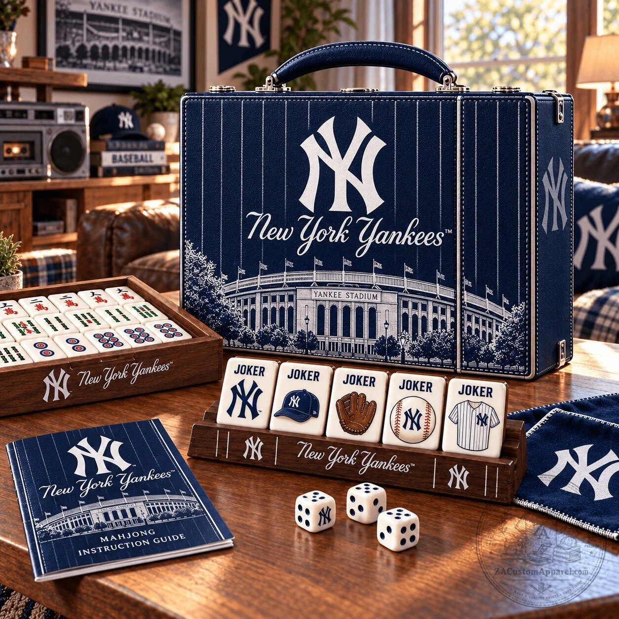 New York Yankees Mahjong Game Set with Carrying Case and Instruction Guide 1 New York Yankees Mahjong Game Set with Carrying Case and Instruction Guide