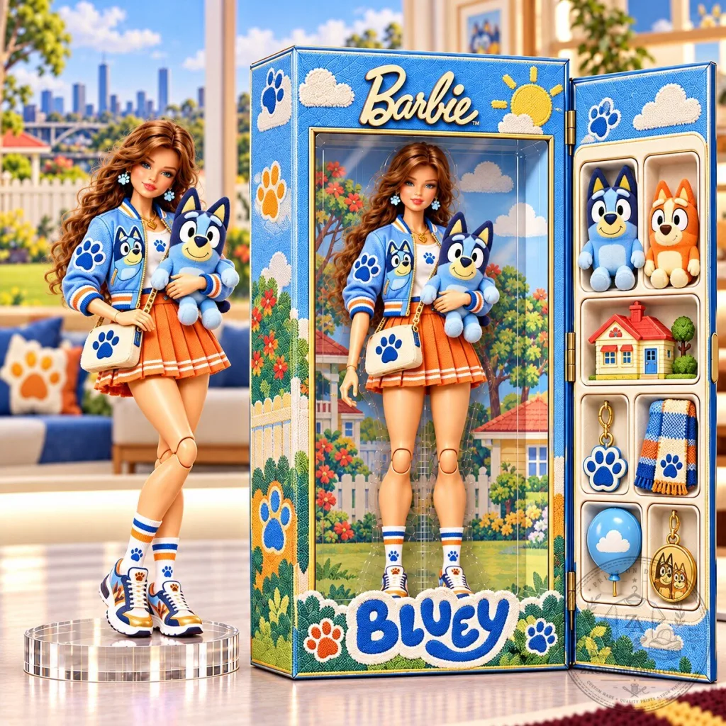 Barbie Bluey Collectible Doll with Accessories and Display Case Barbie Bluey Collectible Doll with Accessories and Display Case