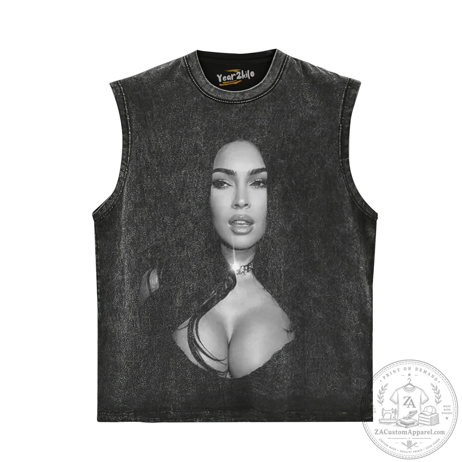 Graphic T-Shirt featuring Black and White Portrait of Megan Fox 9 Graphic T-Shirt featuring Black and White Portrait of Megan Fox