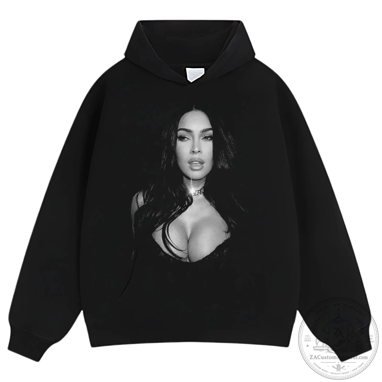 Graphic T-Shirt featuring Black and White Portrait of Megan Fox 13 Graphic T-Shirt featuring Black and White Portrait of Megan Fox