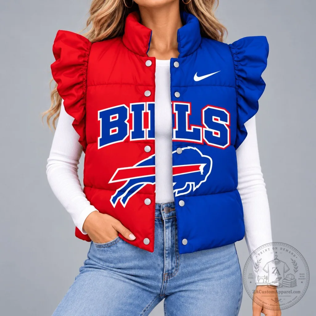 Buffalo Bills National Football League Women's Split Color Puffer Vest Buffalo Bills National Football League Women's Split Color Puffer Vest