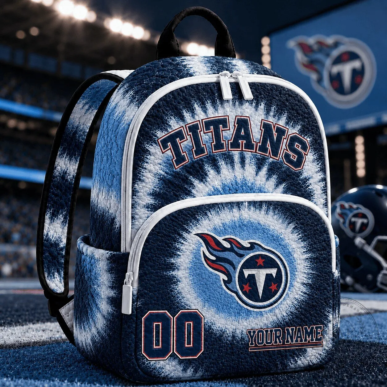 Tennessee Titans Tie-Dye Custom Name and Number Backpack for Sports Fans 1 Tennessee Titans Tie-Dye Custom Name and Number Backpack for Sports Fans