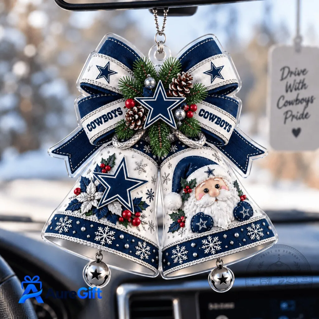 Dallas Cowboys Christmas Bells Santa Claus Car Hanging Ornament Dallas Cowboys Christmas Bells Santa Claus Car Hanging Ornament