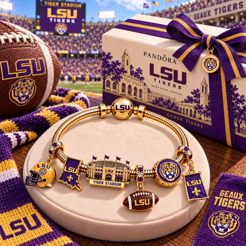 Louisiana State University Tigers Football Team Charm Bracelet Louisiana State University Tigers Football Team Charm Bracelet