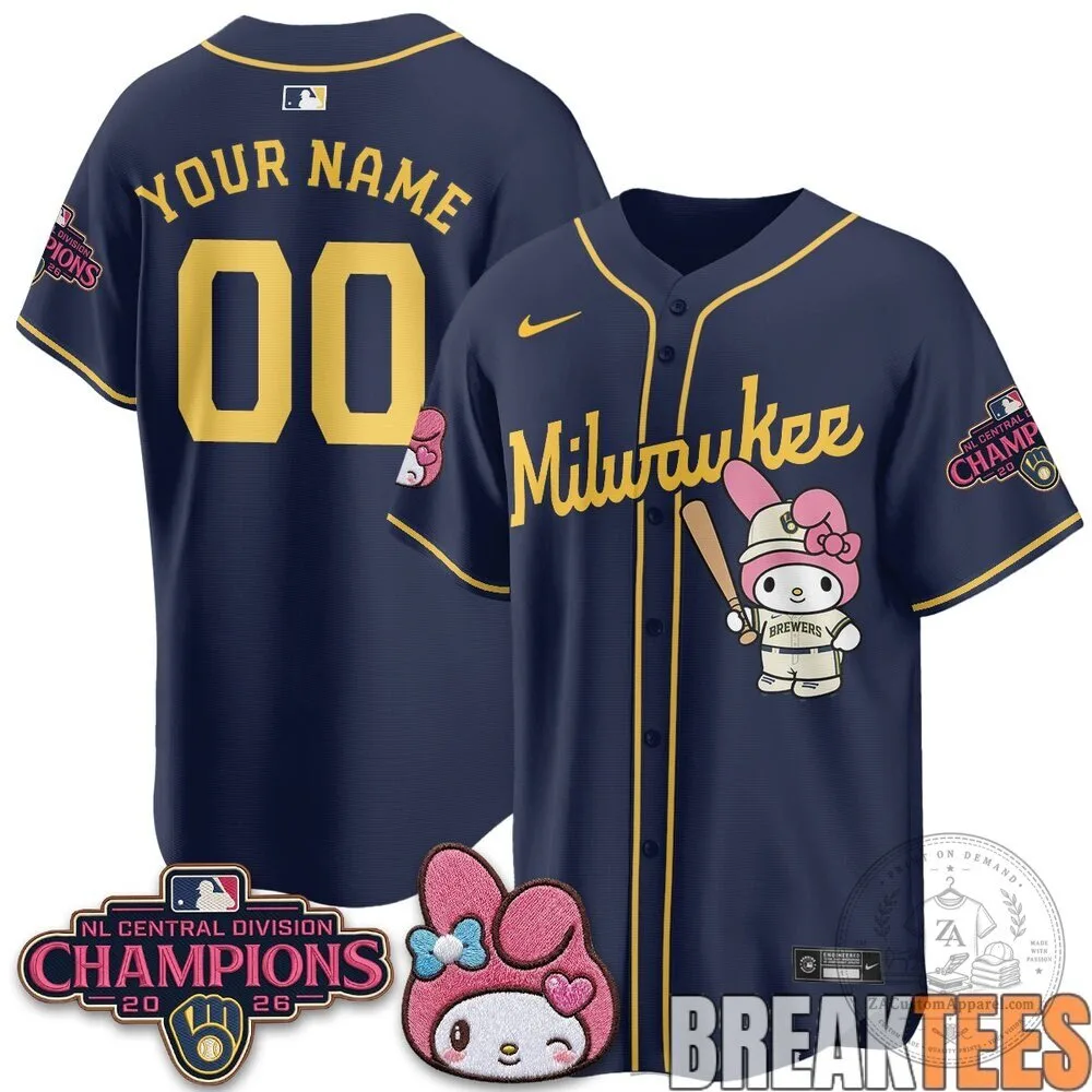 Milwaukee Brewers NL Central Champions My Melody Custom Baseball Jersey 7 Milwaukee Brewers NL Central Champions My Melody Custom Baseball Jersey
