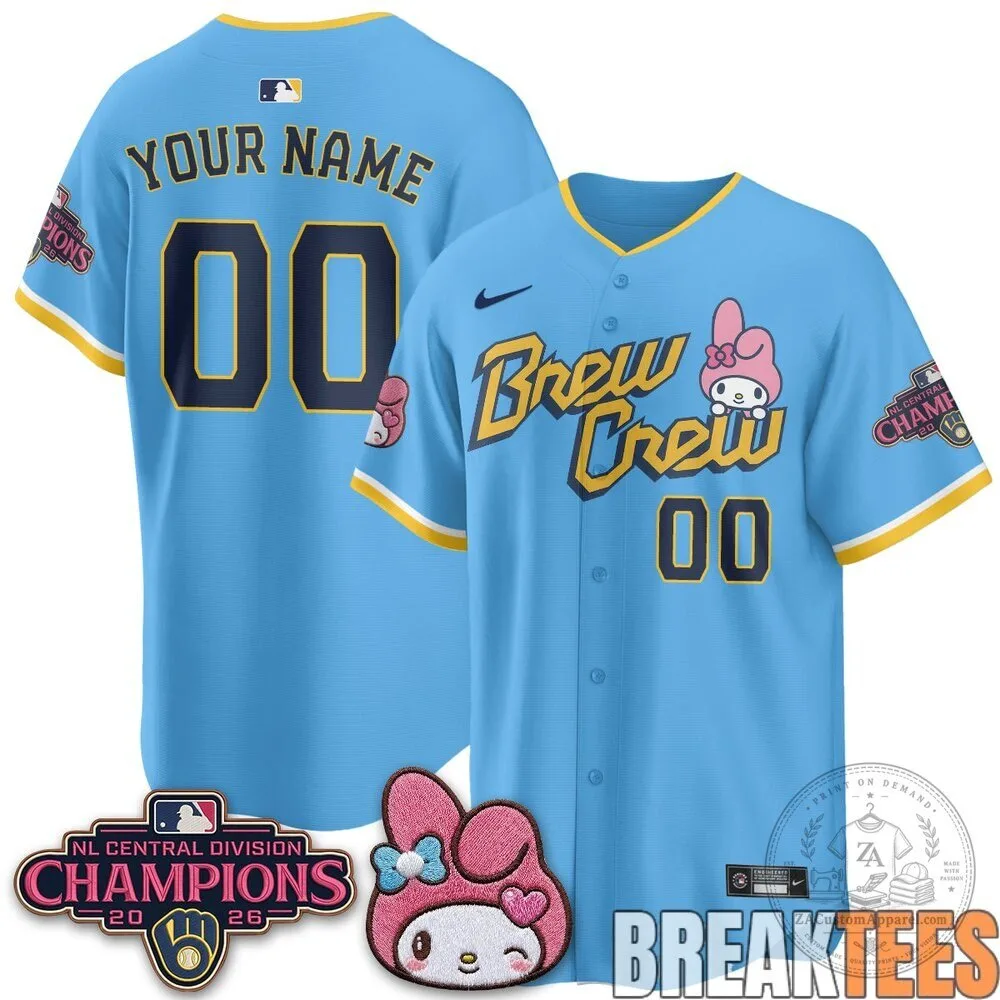 Milwaukee Brewers NL Central Champions My Melody Custom Baseball Jersey 9 Milwaukee Brewers NL Central Champions My Melody Custom Baseball Jersey