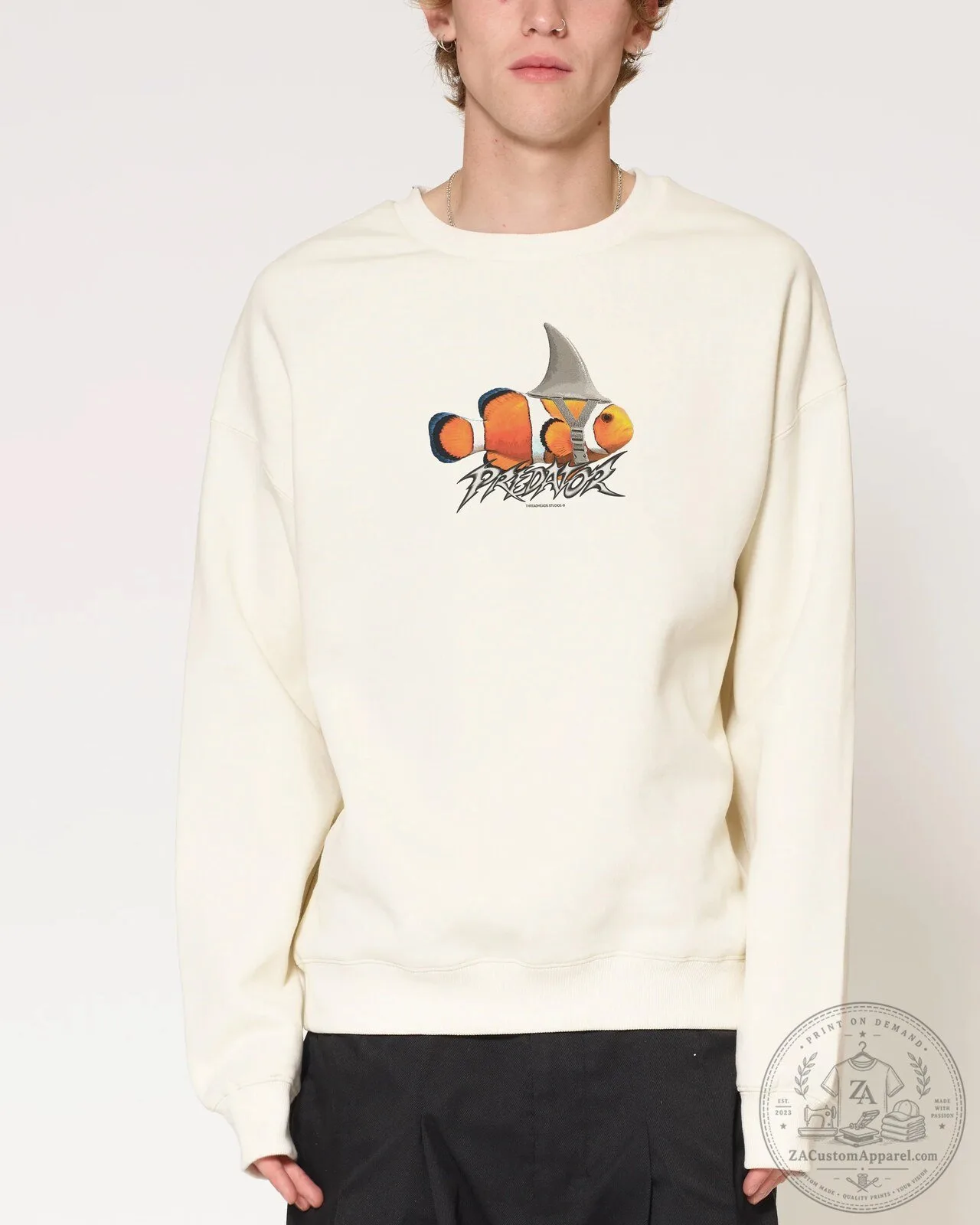 Predator Clownfish Graphic Cream Crewneck Sweatshirt 6 Predator Clownfish Graphic Cream Crewneck Sweatshirt