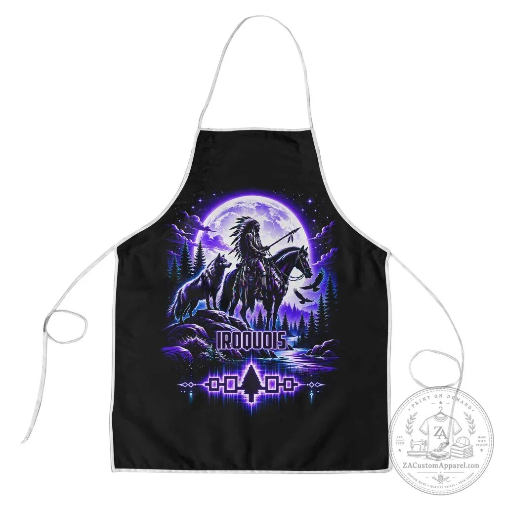 Iroquois Native American Warrior Wolf Moon Spiritual Tribal Art Apron 6 Iroquois Native American Warrior Wolf Moon Spiritual Tribal Art Apron