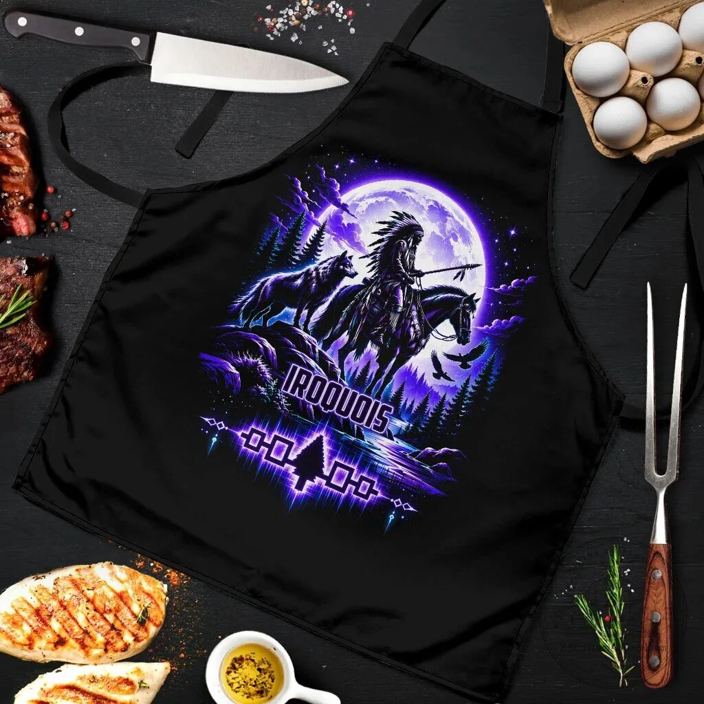 Iroquois Native American Warrior Wolf Moon Spiritual Tribal Art Apron 7 Iroquois Native American Warrior Wolf Moon Spiritual Tribal Art Apron