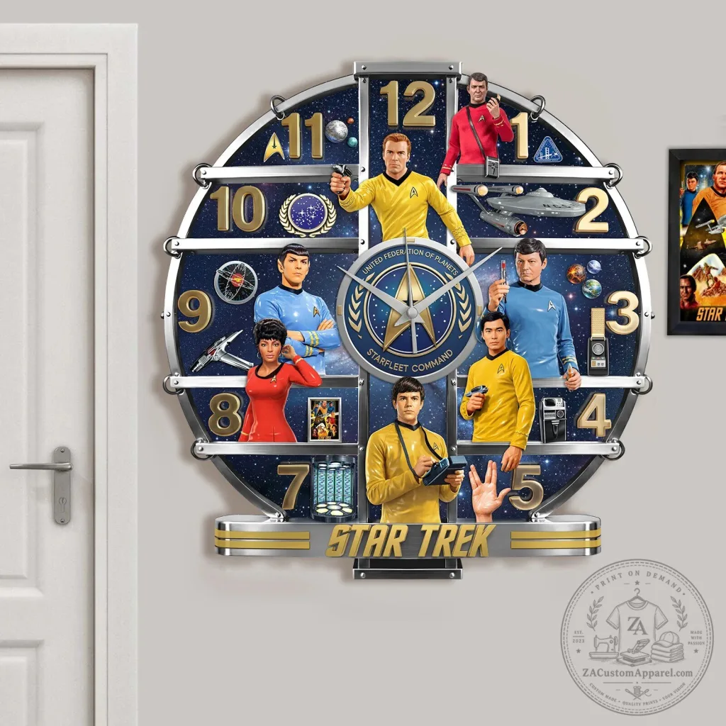 Star Trek Original Series Iconic Crew 3D Visual Effect Acrylic Wall Clock Star Trek Original Series Iconic Crew 3D Visual Effect Acrylic Wall Clock