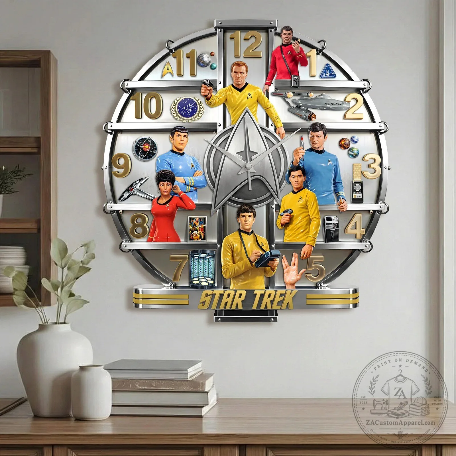 Star Trek Original Series Iconic Crew 3D Visual Effect Acrylic Wall Clock 5 Star Trek Original Series Iconic Crew 3D Visual Effect Acrylic Wall Clock
