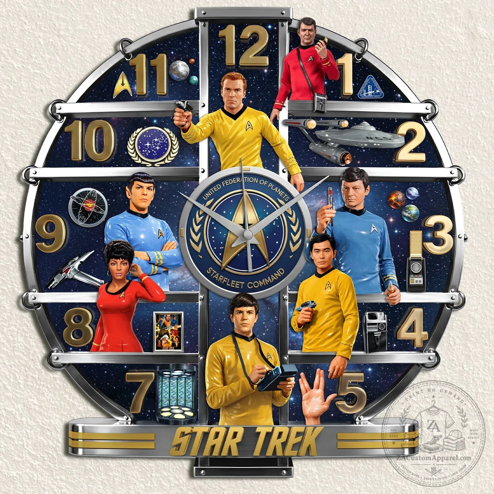 Star Trek Original Series Iconic Crew 3D Visual Effect Acrylic Wall Clock 6 Star Trek Original Series Iconic Crew 3D Visual Effect Acrylic Wall Clock