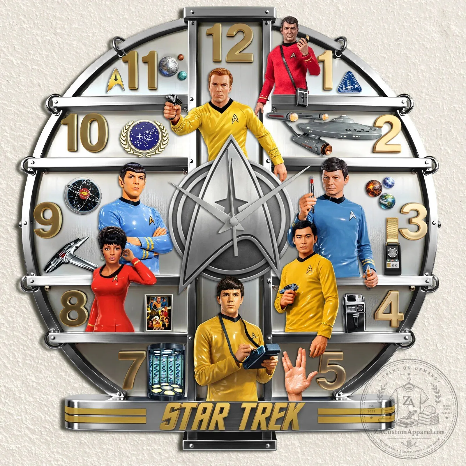 Star Trek Original Series Iconic Crew 3D Visual Effect Acrylic Wall Clock 7 Star Trek Original Series Iconic Crew 3D Visual Effect Acrylic Wall Clock