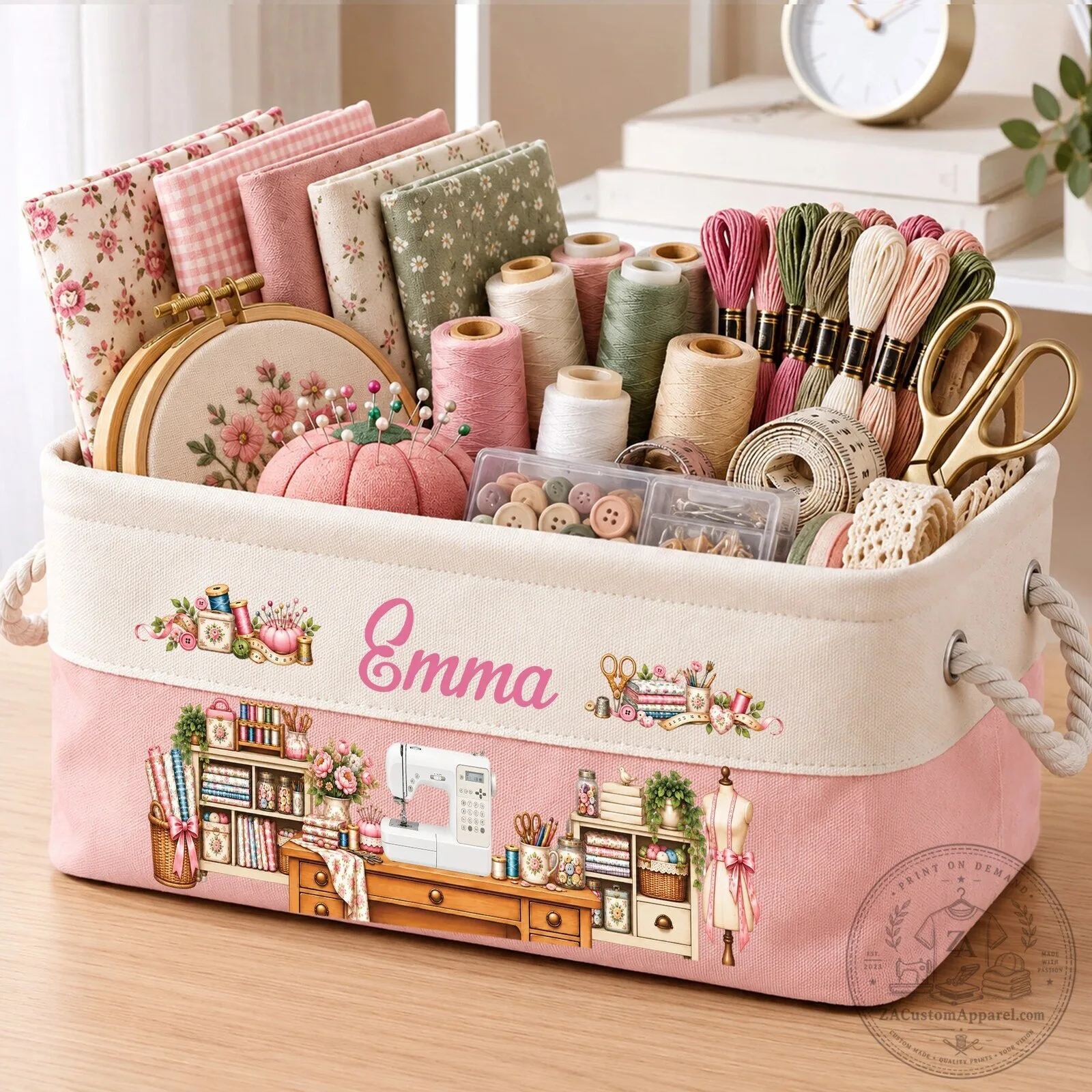 Personalized Sewing Room Storage Basket with Custom Name for Craft Supplies 7 Personalized Sewing Room Storage Basket with Custom Name for Craft Supplies