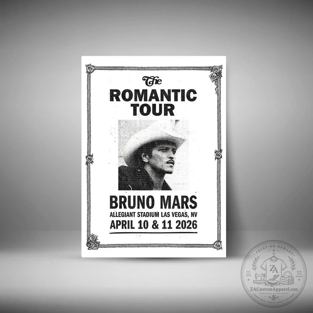 Bruno Mars The Romantic Tour Las Vegas Allegiant Stadium 2026 Concert Poster 1 Bruno Mars The Romantic Tour Las Vegas Allegiant Stadium 2026 Concert Poster