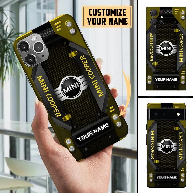 Mini Cooper Custom Name Blue Carbon Fiber Design Phone Case for All Models 11 Mini Cooper Custom Name Blue Carbon Fiber Design Phone Case for All Models