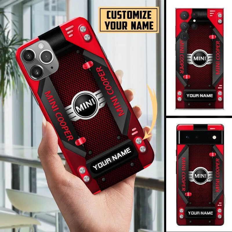 Mini Cooper Custom Name Blue Carbon Fiber Design Phone Case for All Models 12 Mini Cooper Custom Name Blue Carbon Fiber Design Phone Case for All Models
