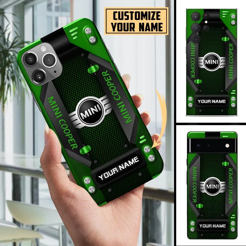 Mini Cooper Custom Name Blue Carbon Fiber Design Phone Case for All Models 14 Mini Cooper Custom Name Blue Carbon Fiber Design Phone Case for All Models