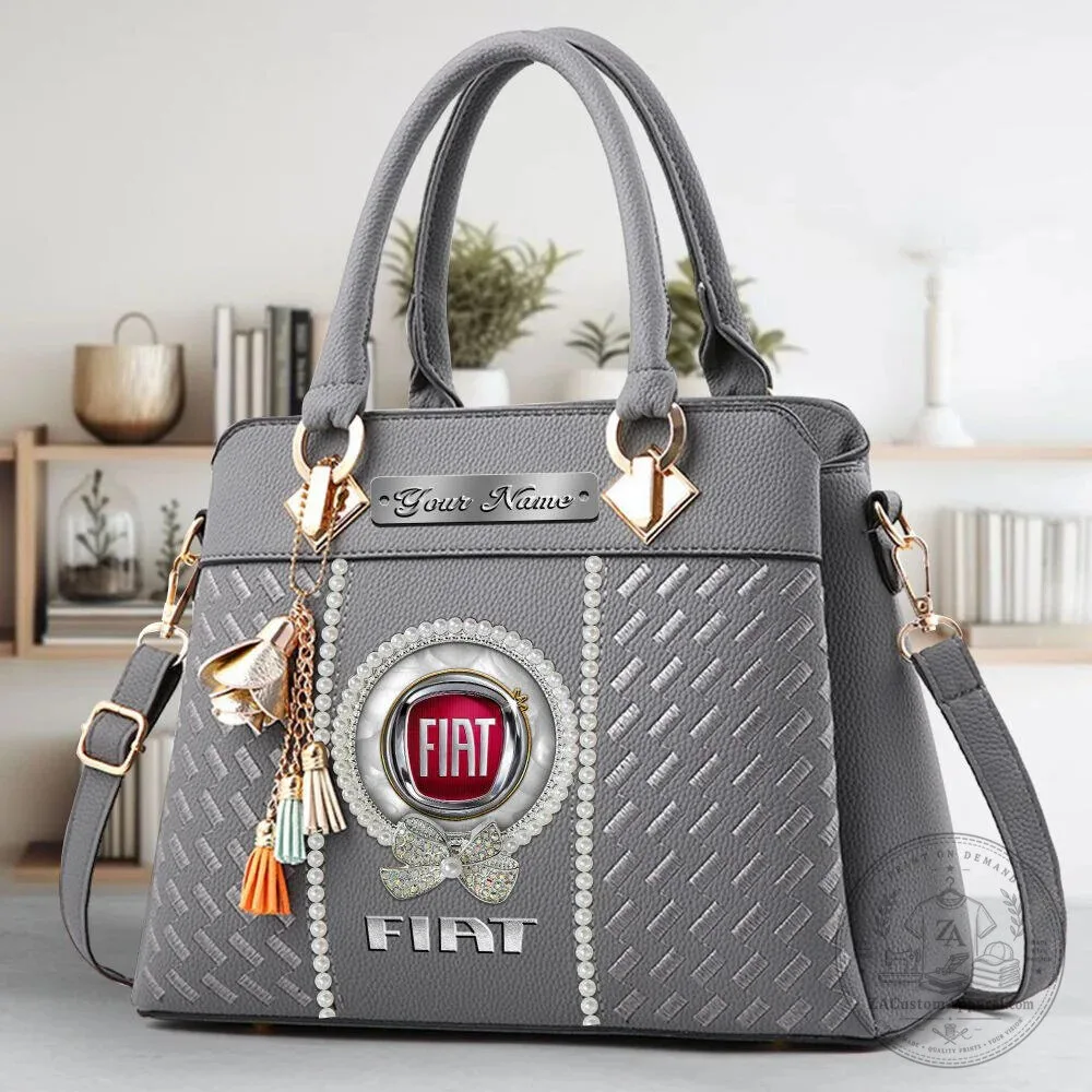 Fiat Car Logo Custom Name Black Leather Women's Handbag Purse 16 fiat car logo custom name black leather women s handbag purse gallery 1