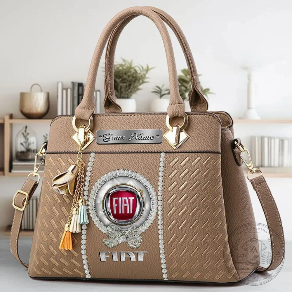 Fiat Car Logo Custom Name Black Leather Women's Handbag Purse 17 fiat car logo custom name black leather women s handbag purse gallery 2