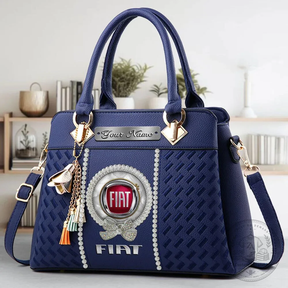 Fiat Car Logo Custom Name Black Leather Women's Handbag Purse 18 fiat car logo custom name black leather women s handbag purse gallery 3