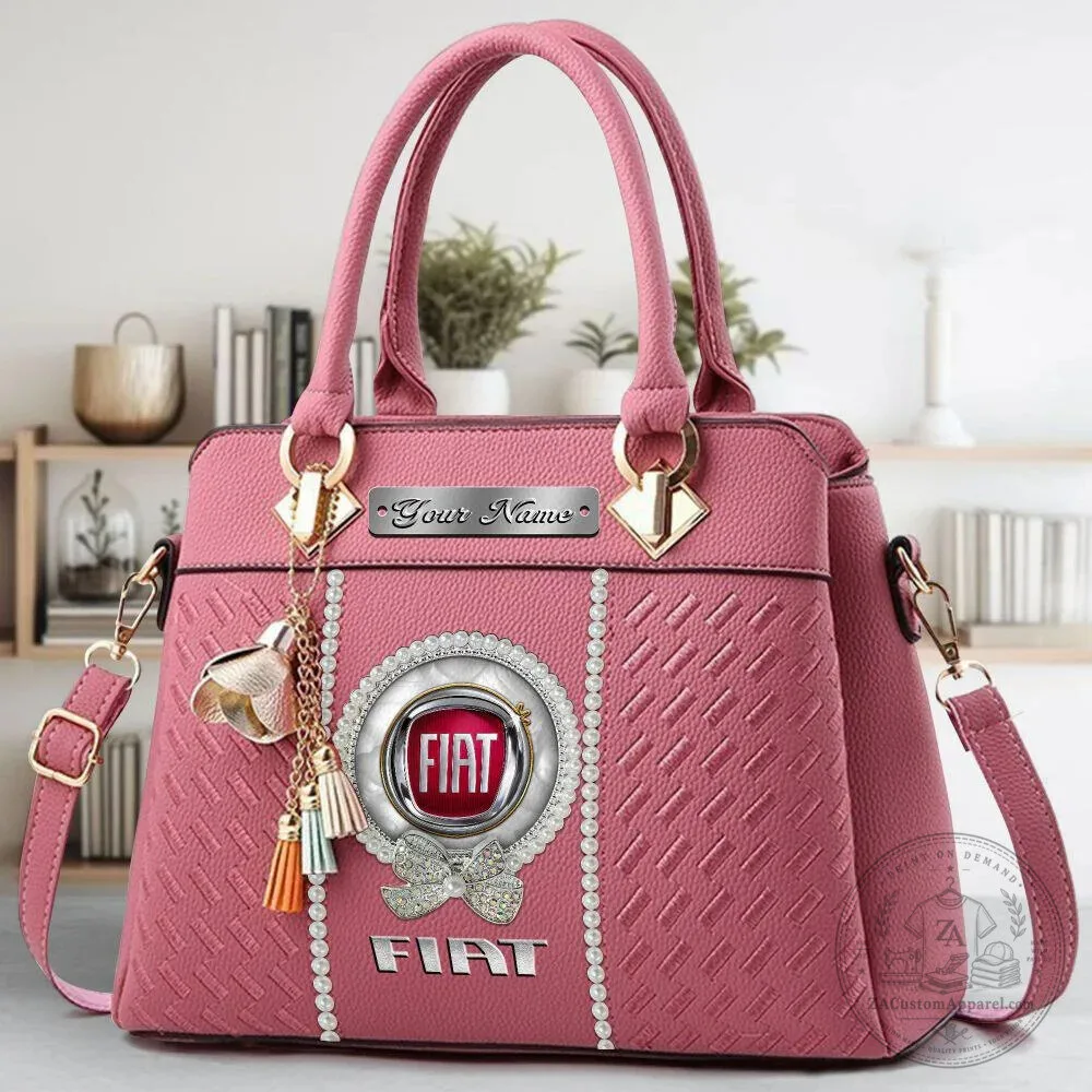 Fiat Car Logo Custom Name Black Leather Women's Handbag Purse 19 fiat car logo custom name black leather women s handbag purse gallery 4