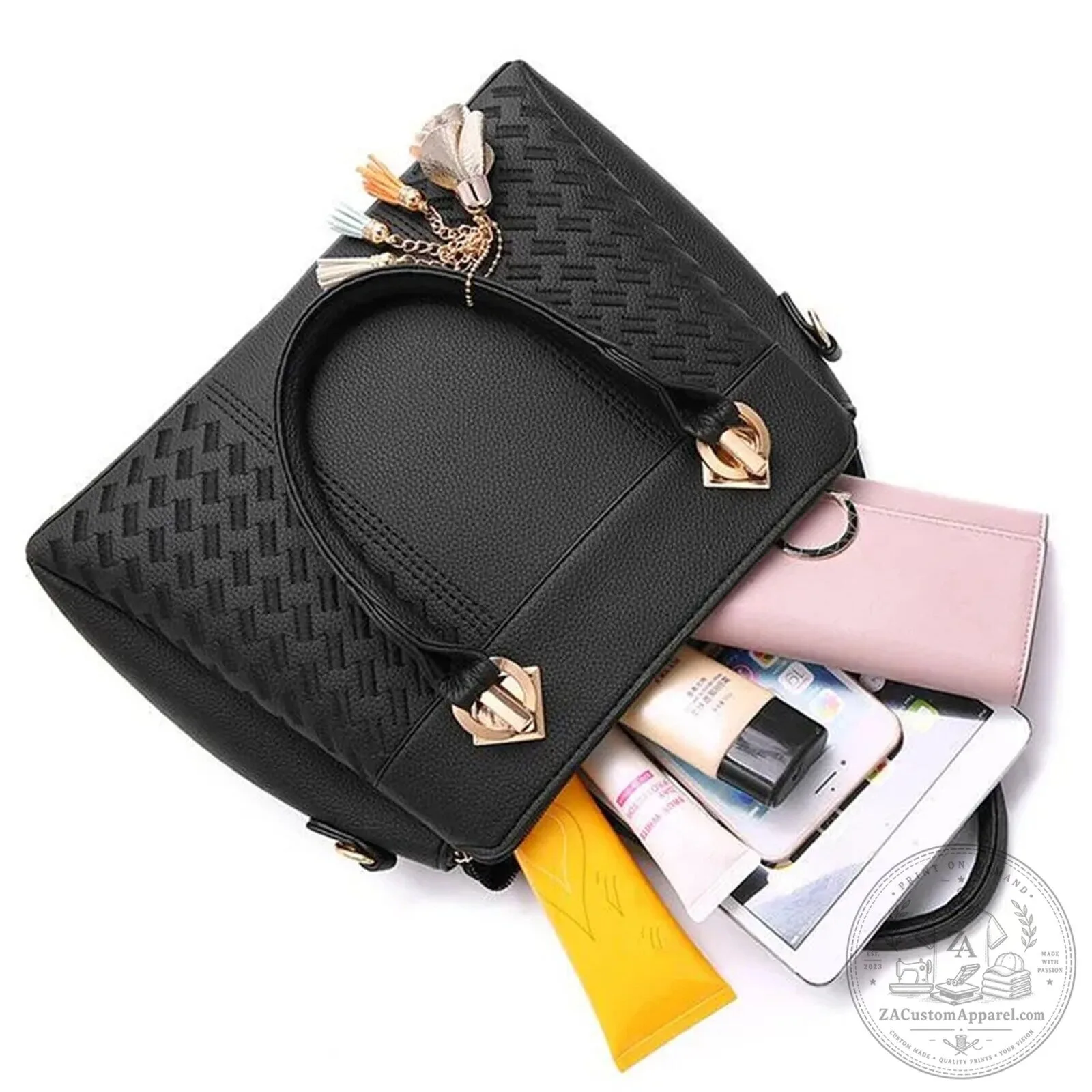 Fiat Car Logo Custom Name Black Leather Women's Handbag Purse 23 fiat car logo custom name black leather women s handbag purse gallery 8