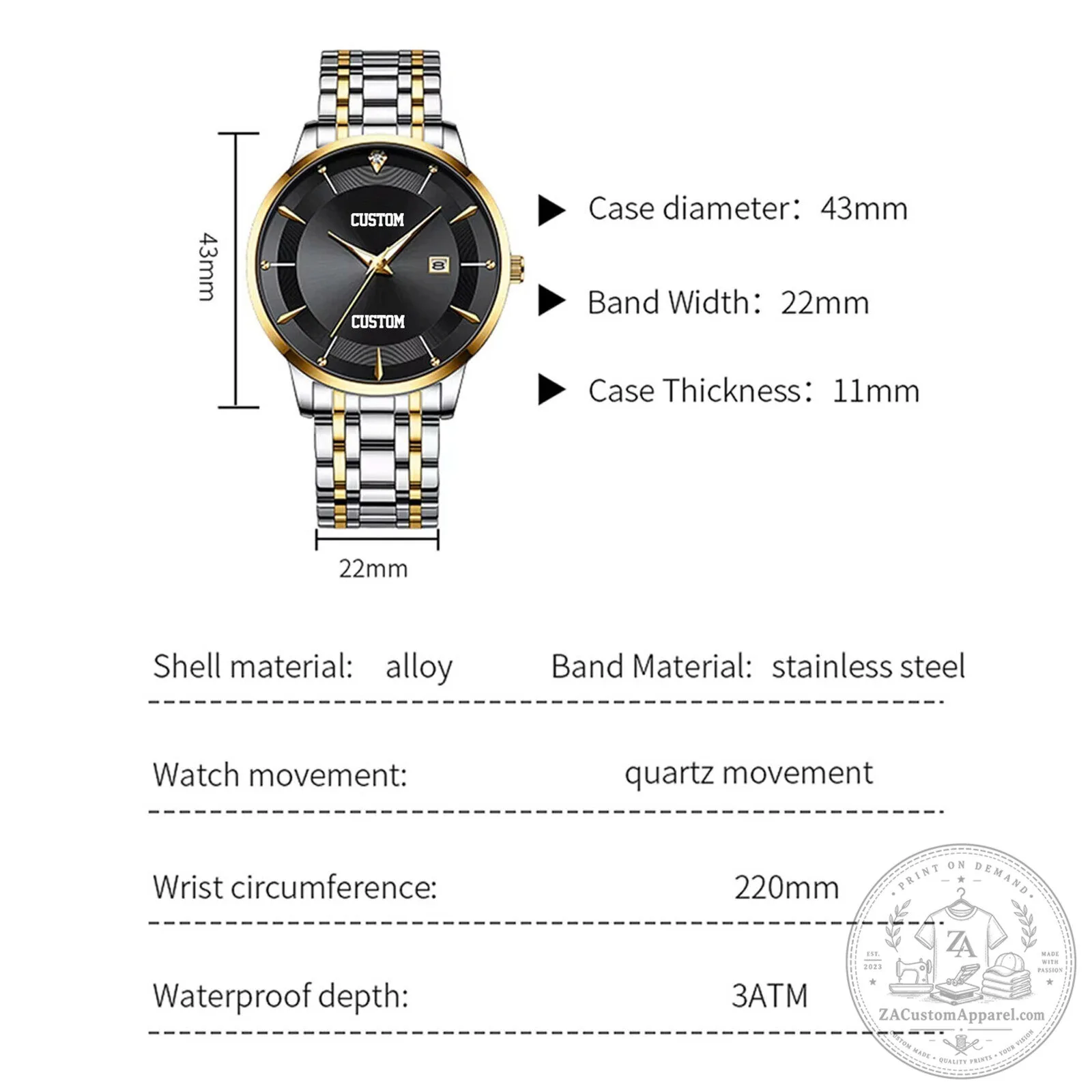 Caterpillar Custom Name Blue Dial Gold Bezel Stainless Steel Watch 8 Caterpillar Custom Name Blue Dial Gold Bezel Stainless Steel Watch