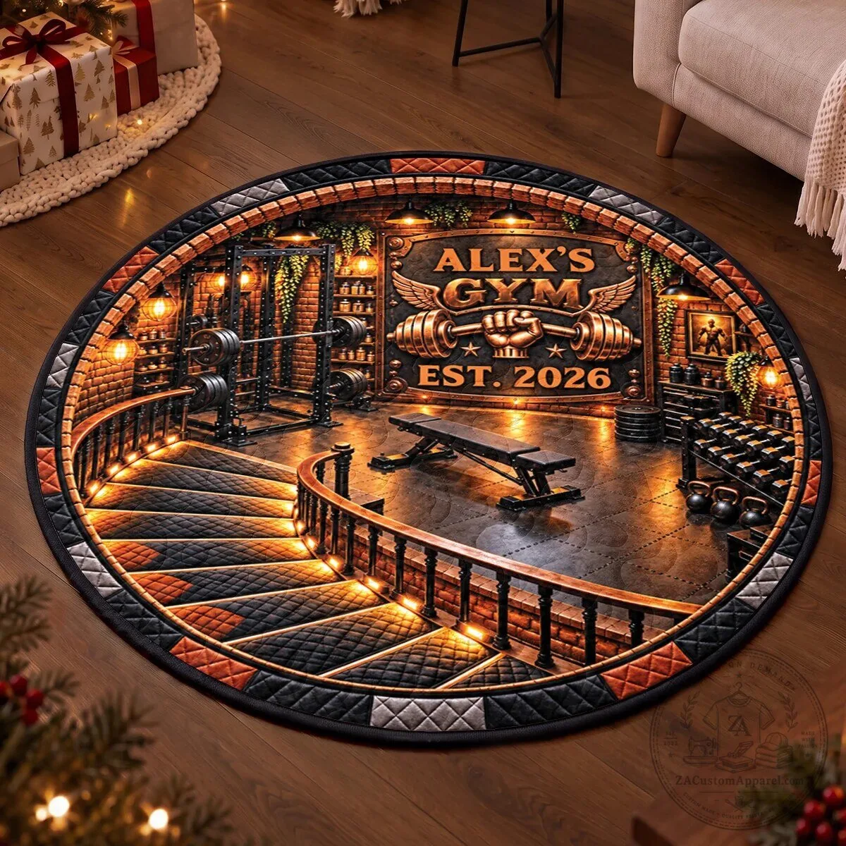 Personalized David's Gym Est 2026 Fitness Room Round Mat 7 personalized david s gym est 2026 fitness room round mat gallery 1