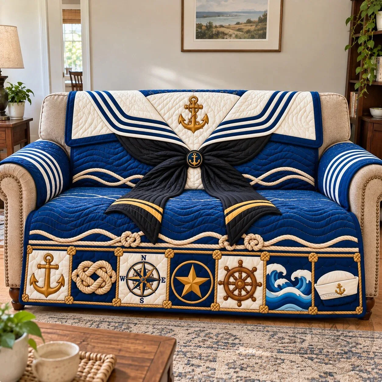 United States Navy Veteran Quilted Sofa Cover Protector Slipcover 9 United States Navy Veteran Quilted Sofa Cover Protector Slipcover