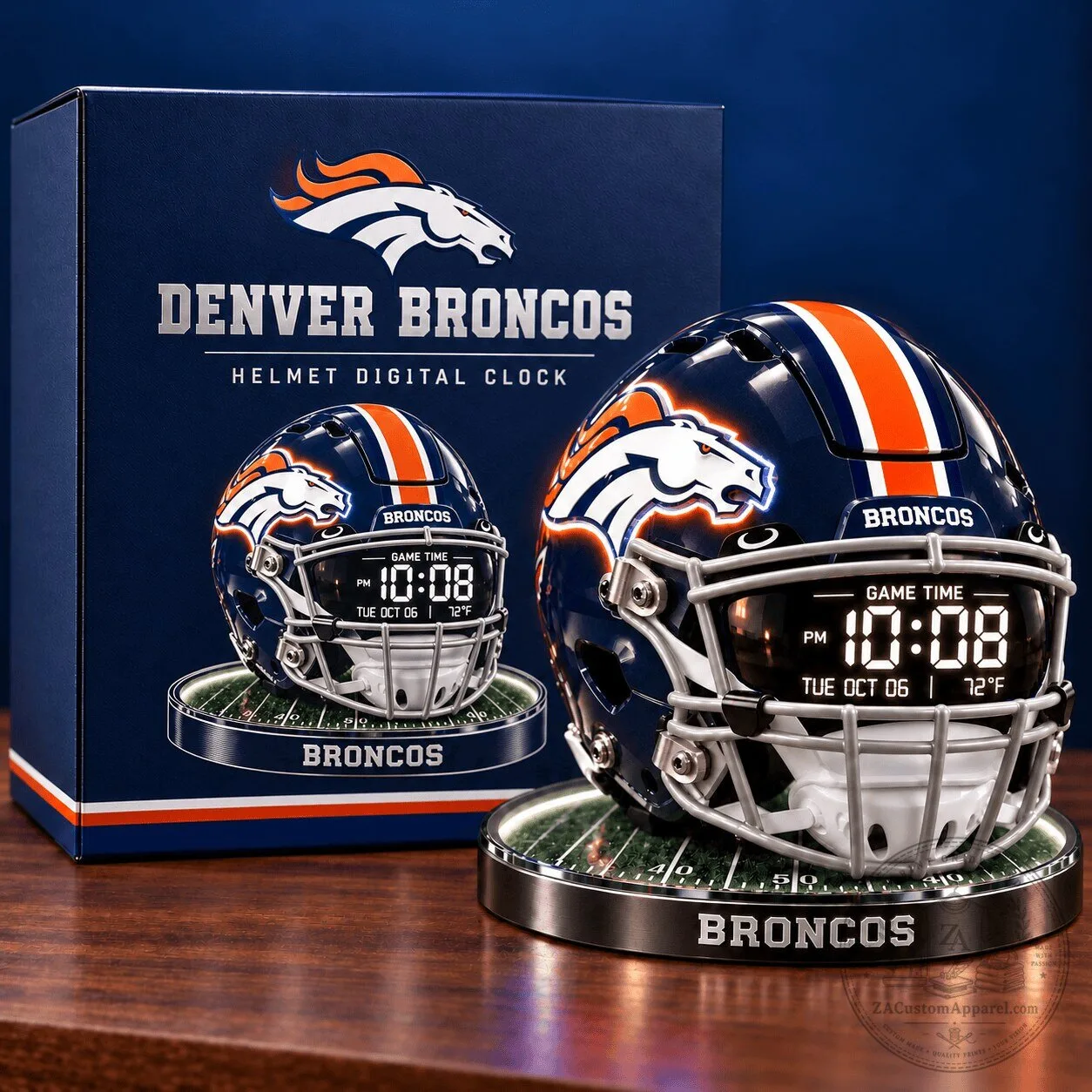 Denver Broncos Football Helmet Digital Clock with Game Time Display 1 Denver Broncos Football Helmet Digital Clock with Game Time Display