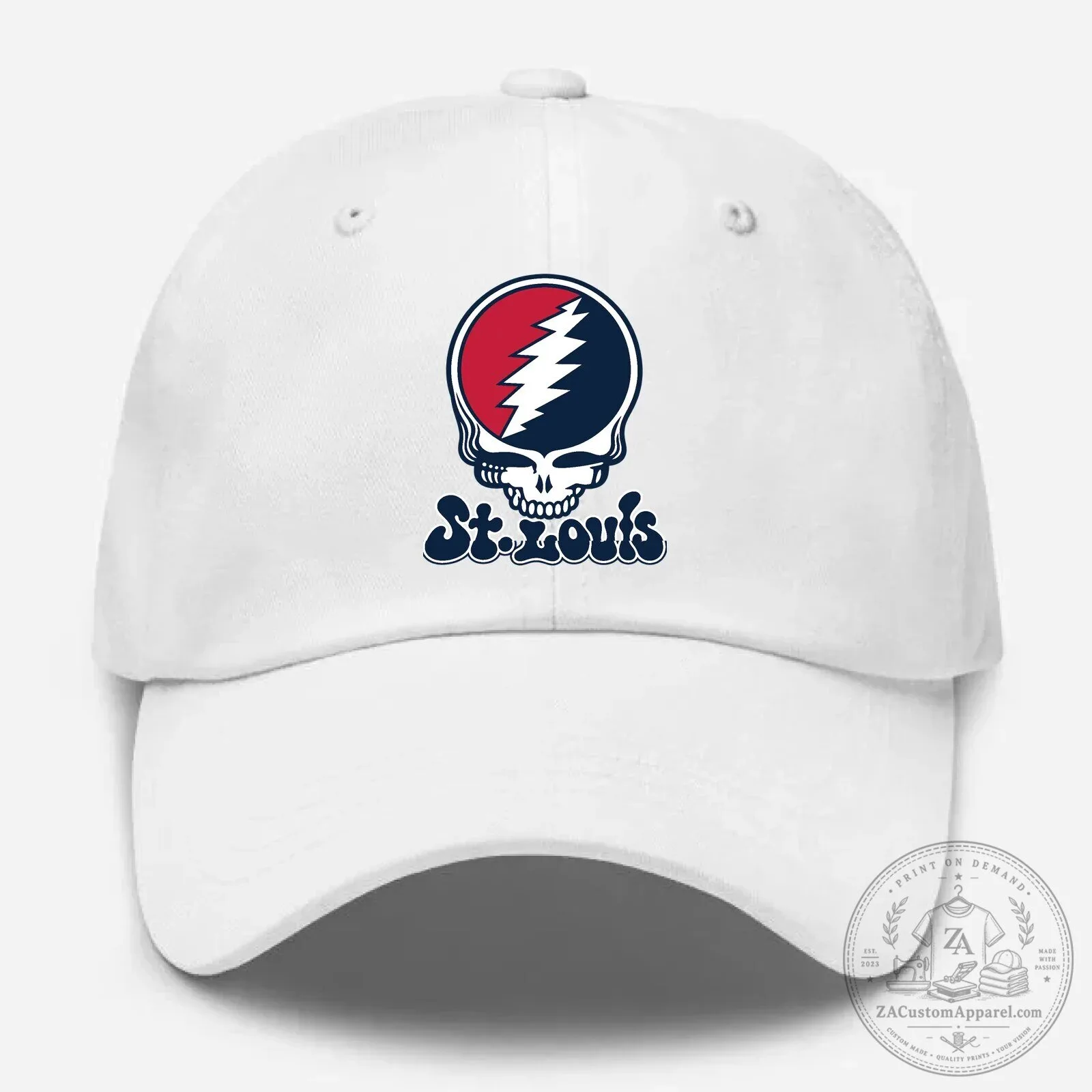 St. Louis Baseball Grateful Dead Steal Your Face Skull White Cap Hat