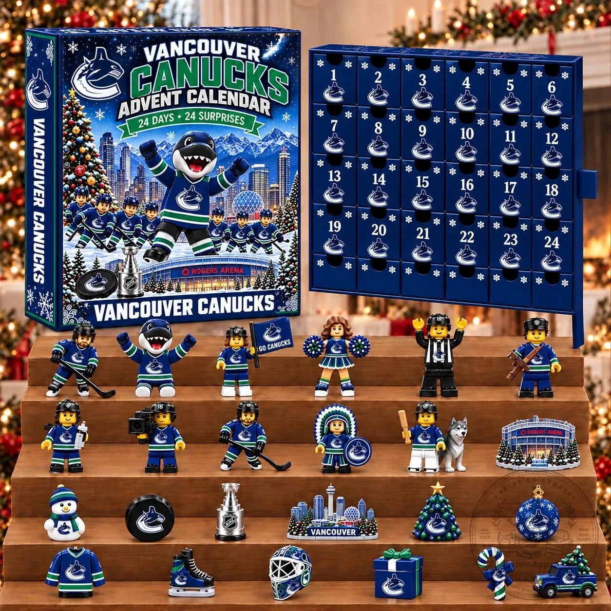 Vancouver Canucks National Hockey League Christmas Advent Calendar with 24 Surprises
