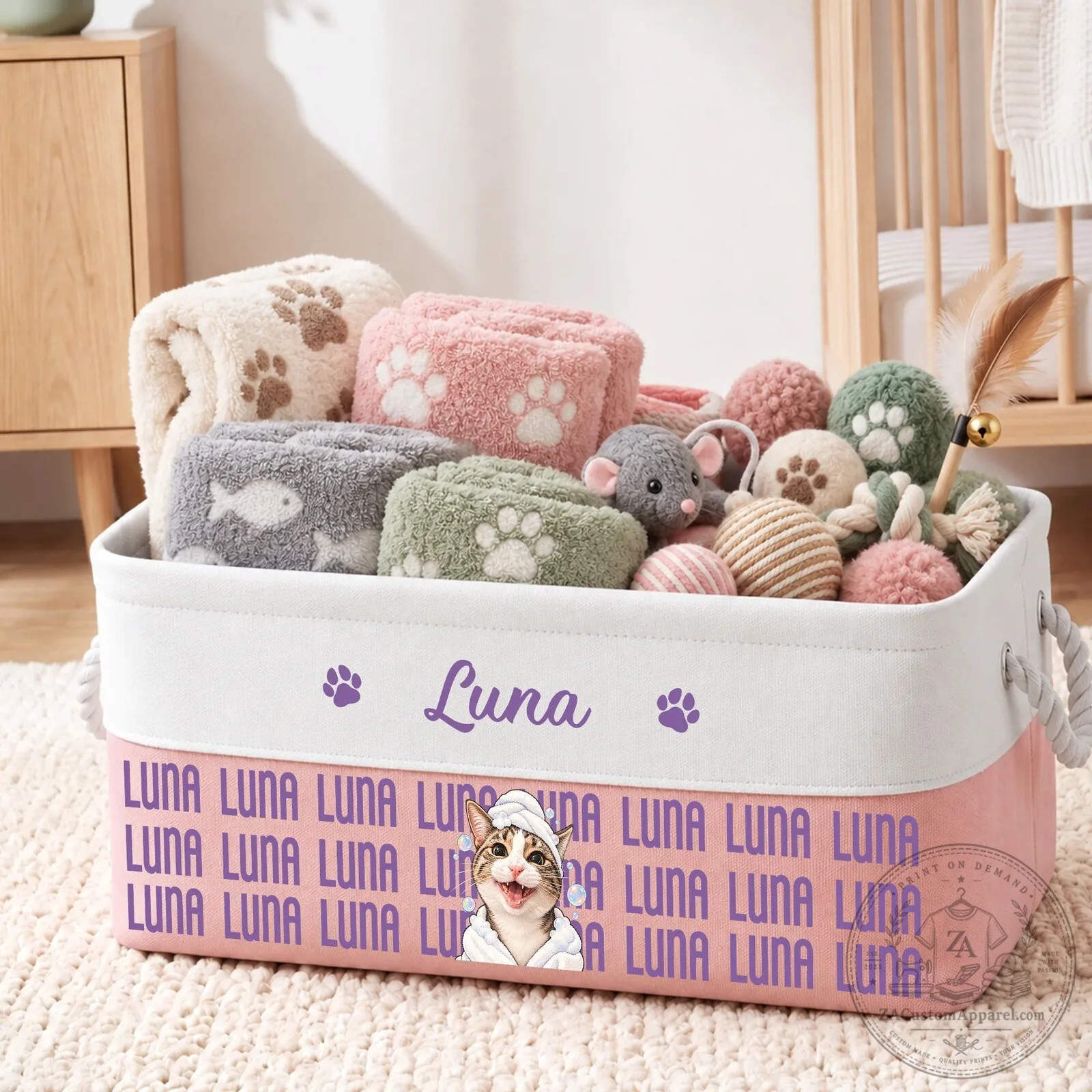 Personalized Pet Dog Photo Storage Basket with Name, Custom Pet Toy Bin Organizer 7 Personalized Pet Dog Photo Storage Basket with Name, Custom Pet Toy Bin Organizer