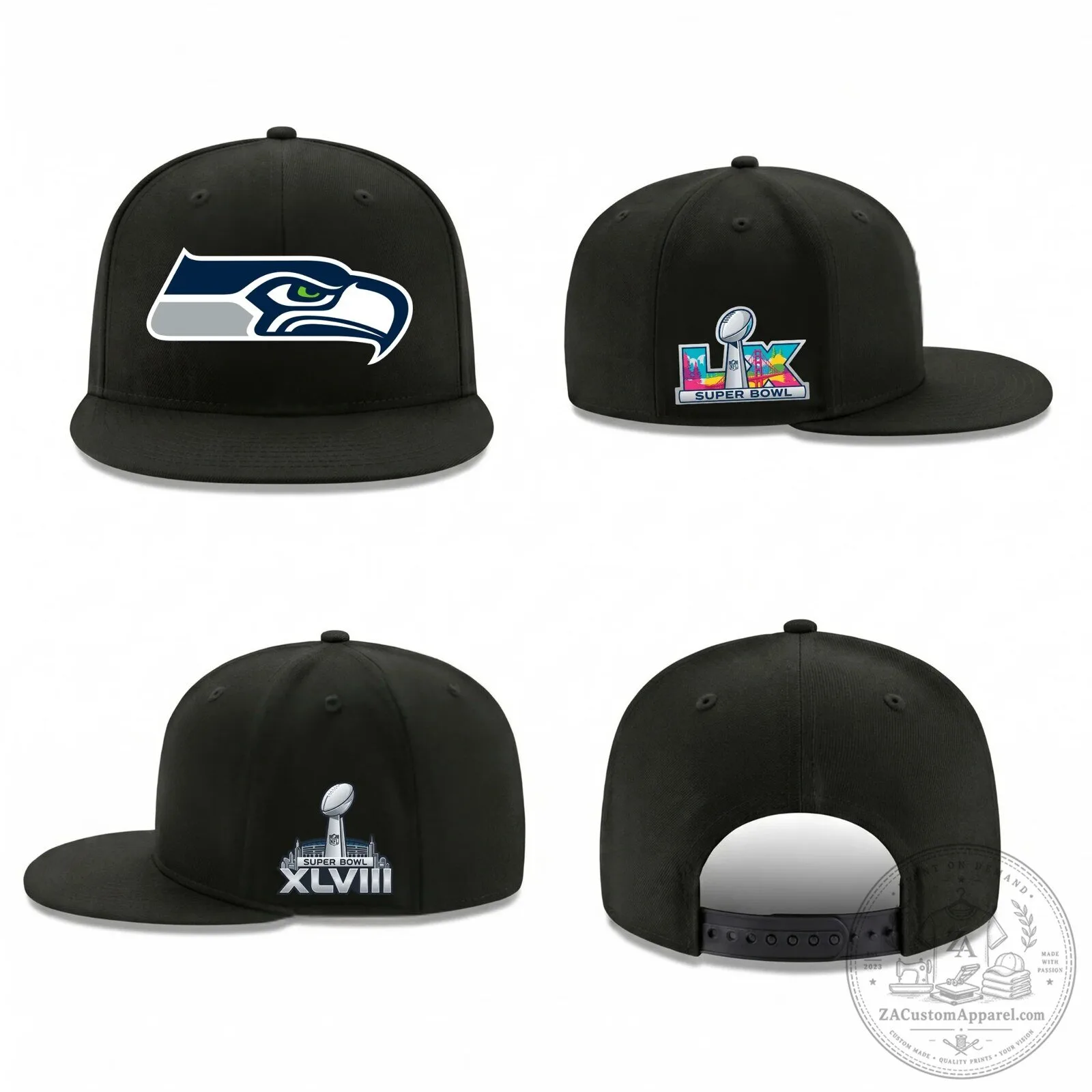 Seattle Seahawks Super Bowl Champions XLVIII Black Snapback Cap Hat