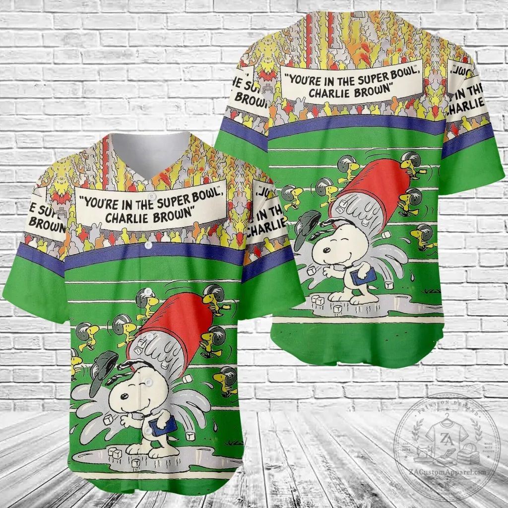 You're in the Super Bowl, Charlie Brown Peanuts Baseball Jersey You're in the Super Bowl, Charlie Brown Peanuts Baseball Jersey