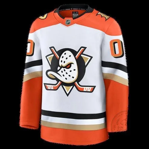 Anaheim Ducks Away Premium Custom Hockey Jersey for Men, Women, or Youth 2 Anaheim Ducks Away Premium Custom Hockey Jersey for Men, Women, or Youth